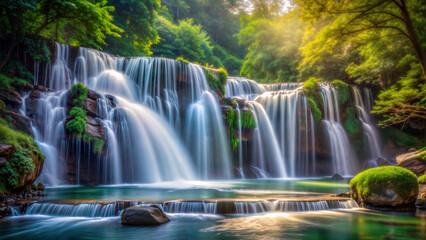 Naklejka premium Beautiful waterfall in a picturesque place