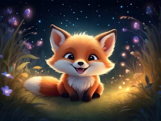 Cute baby fox with the sparkling night time wallpaper, Cute baby animals, Cute animals for kids