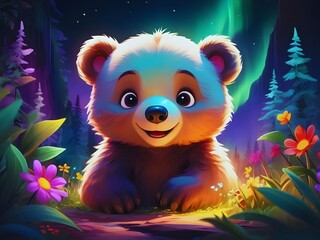 Cute baby bear in the jungle, Cute animals, Cartoon bears, Cute baby animals for kids