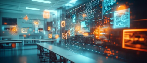 Fototapeta premium Virtual Learning Space, Digital Education and E learning
