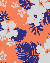 Flowers seamless pattern. vector illustration. Abstract flowers, floral vector with leaves
