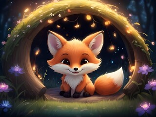 Cute baby fox with the sparkling night time wallpaper, Cute baby animals, Cute animals for kids