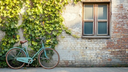Vintage Bicycle by Brick Wall
