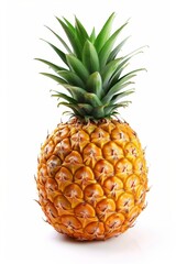 Fresh pineapple displayed against a white background showcasing its texture and color