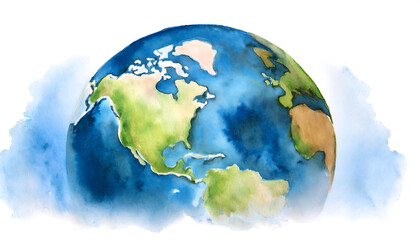  Watercolor earth illustration – A delicate watercolor painting of the Earth, perfect for Ea_1(468) © fotoluigi868