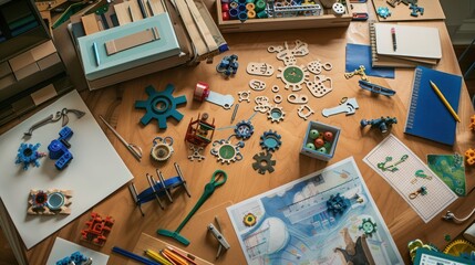 Fototapeta premium Wooden Gears on a Table