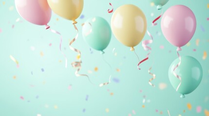 Colorful balloons and confetti create a festive atmosphere for celebrations.