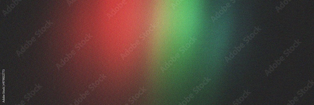 Wall mural Gradient background displaying a blend of black, emerald, and red colors for digital art, grainy gradient background texture. Colorful digital grain soft noise effect 