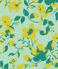 Flowers seamless pattern. vector illustration. Abstract flowers, floral vector with leaves