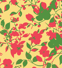 Flowers seamless pattern. vector illustration. Abstract flowers, floral vector with leaves