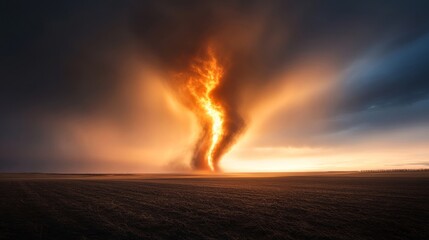 Fire whirl, rare natural event, fiery spectacle.