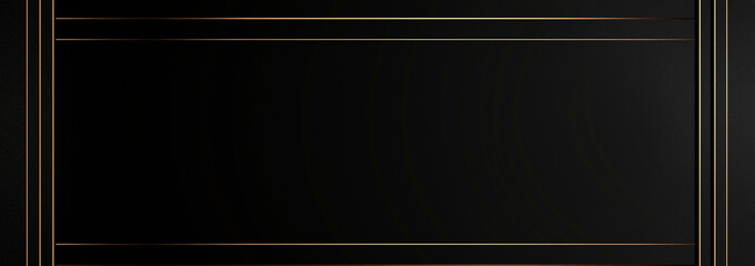 Fototapeta premium Abstract modern design, solid black background with gold lines. AI generation.