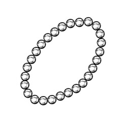 Beads made of pearls. A black and white vector graphic illustration made by hand. A fashion accessory. They stand out against a white background. An element of the design of banners, flyers, posters.