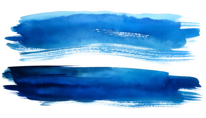  ブルーのストロークの水彩イラスト素材セット &ndash; A set of watercolor blue brush strokes and lines in various styles,_1(507)