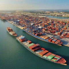 Cargo ships entering ship recycling yard for dismantling