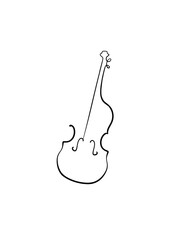A violin is drawn in one line style. Printable art. Tattoo design.