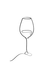 The wine glass cheers is drawn in one line style. Printable wall art.	
