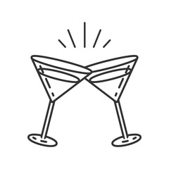 Cocktail glasses icon.Cheers symbol.Party and celebration simple pictogram.Cocktail party invitation sign for greeting card,postcard,invitation,menu.Transparent background.Vector illustration EPS10