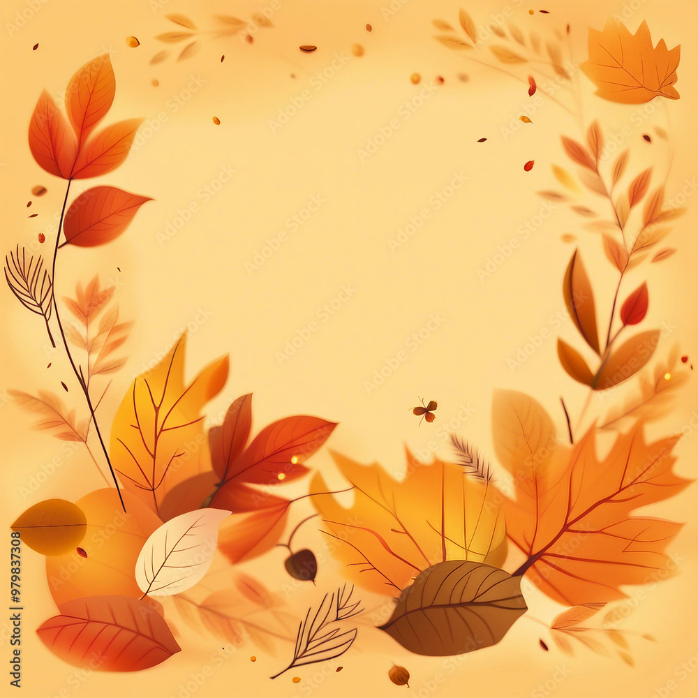 Wall mural beautiful autumn illustration background