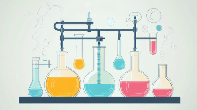 colorful lab equipment, science experiment, white background clip art preview