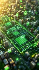 Obraz premium Eco Digital Grid, Digital Sustainability and Green IT