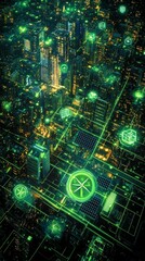 Obraz premium Eco Digital Grid, Digital Sustainability and Green IT