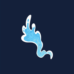 Obraz premium Aqua water splash. Liquid water drop, blue transparent splashes, water flow and waves flat vector illustration icon. Clean water splash for collection on dark blue background