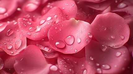 Fototapeta premium Rose Petals with Water Drops Background Poster