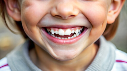 Fototapeta premium Beautiful smile of a happy child close-up