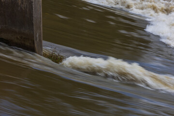 River Svratka and Svitava in the city of Brno, Czech Republic. Diluted water during the rainy season.