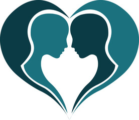 Combination logo from heart and people symbol logo design concept