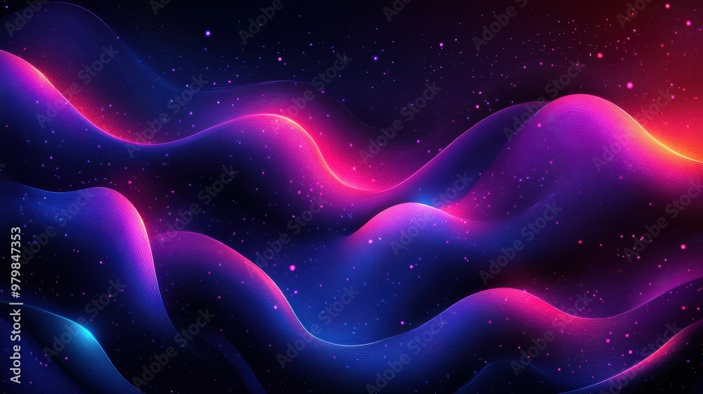Poster vivid purple abstract background with bold, geometric forms and smooth gradients, ideal for tech or 