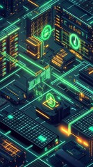 Obraz premium Green Data Streams, Digital Sustainability and Green IT