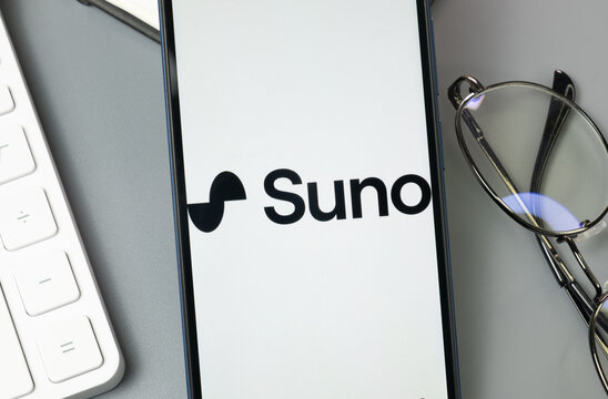 New York, USA - 30 August 2024: Suno Logo on Phone Screen, Company Icon on Display