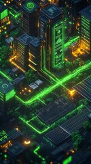 Obraz premium Green Data Streams, Digital Sustainability and Green IT