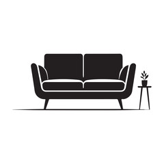 Sofa silhouette with white background