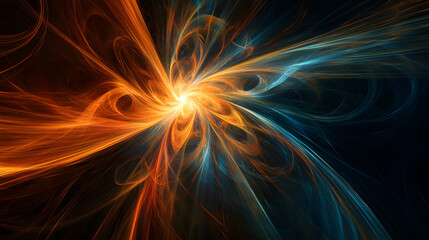 An abstract energy field with glowing lines radiating from a central point, symbolizing power or creativity