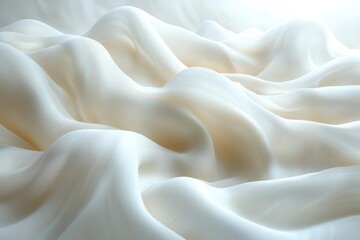 ethereal white abstract landscape with gentle undulating waves creating a soft serene texture reminiscent of flowing silk