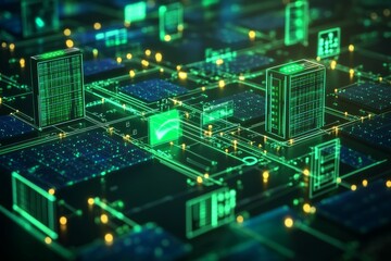 Fototapeta premium Green Data Streams, Digital Sustainability and Green IT