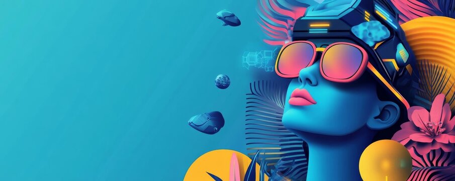 Aquarius futurist, neon blue tones, tech gadgets, innovative ideas, progressive energy