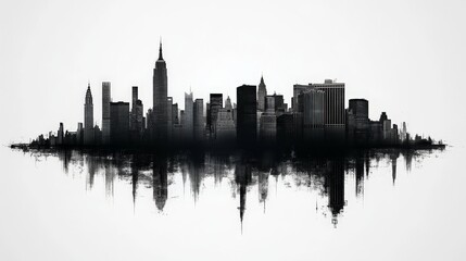 Fototapeta premium New York city skyline on white background