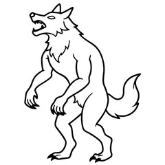 Vector Art Howling Werewolf on Hind Legs with Sharp Claws