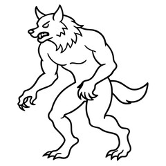 Vector Art Howling Werewolf on Hind Legs with Sharp Claws