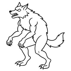 Vector Art Howling Werewolf on Hind Legs with Sharp Claws