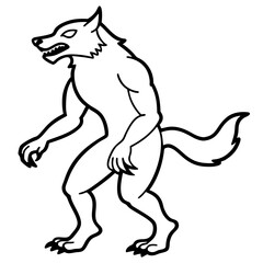Vector Art Howling Werewolf on Hind Legs with Sharp Claws
