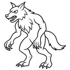 Vector Art Howling Werewolf on Hind Legs with Sharp Claws