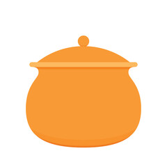 Earthen pot vector. Cooking food in earthen pots. Earthen pot on white background.