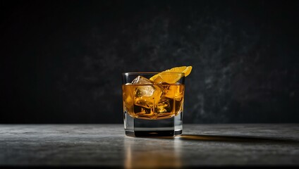 Simple image of a whiskey cocktail.