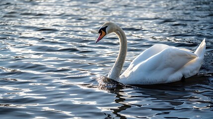 Obraz premium Elegant swan swim at the water