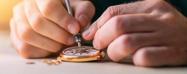 Meticulous Virgo man repairing a watch, showcasing precision and attention to detail